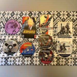 Lot Of PlayStation 2 (PS2) Games Guitar Hero II, Metal Gear Solid‎ 2, & Jeopardy